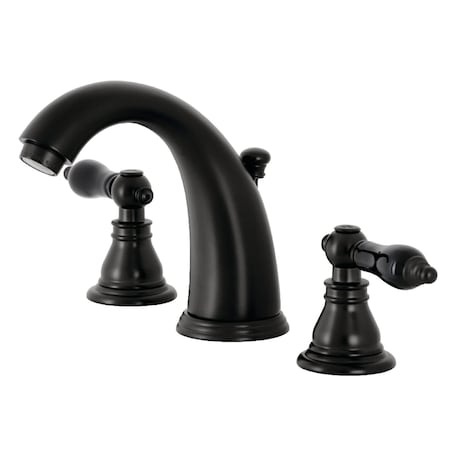 Kingston Brass KB980AKL Duchess Widespread Bathroom Faucet W/Plastic Pop-Up, Matte Blk KB980AKL